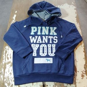 RARE VS "PINK WANTS YOU" 3/4 Slv Super Cute Hoodie